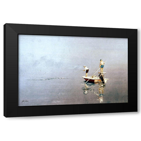 Slick Calm Black Modern Wood Framed Art Print with Double Matting by Rizzo, Gene