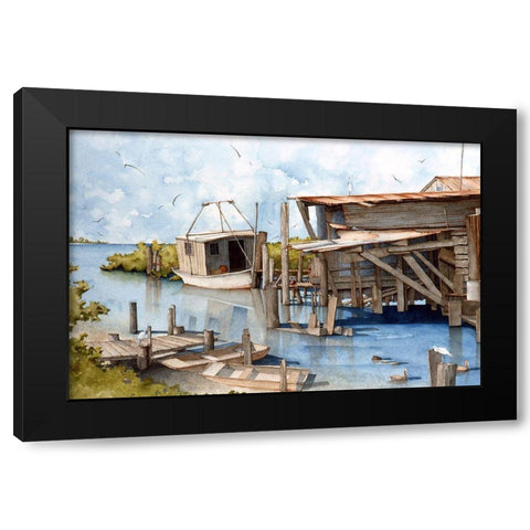 The Old Boatshed Black Modern Wood Framed Art Print by Rizzo, Gene