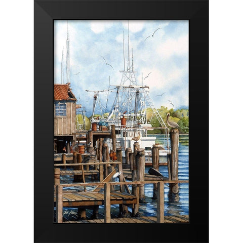 The Wharf Black Modern Wood Framed Art Print by Rizzo, Gene