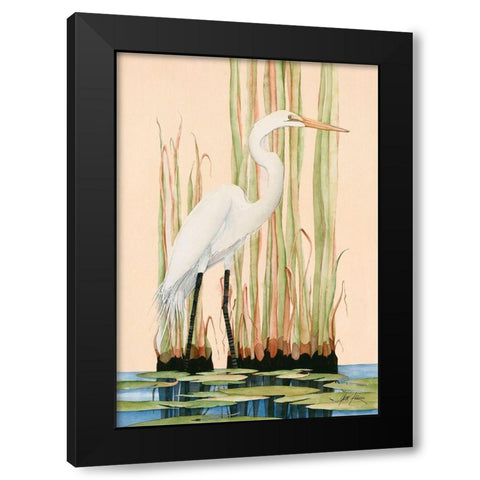 Great White Egret Black Modern Wood Framed Art Print by Rizzo, Gene