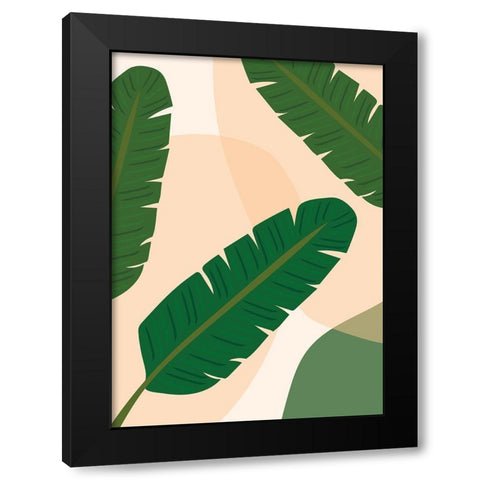 Banana Leaf Black Modern Wood Framed Art Print by Hollie, Jasmine