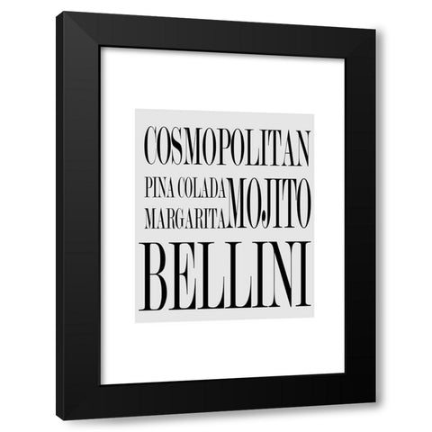 Cocktails Black Modern Wood Framed Art Print with Double Matting by Mi, Suki