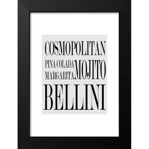 Cocktails Black Modern Wood Framed Art Print by Mi, Suki