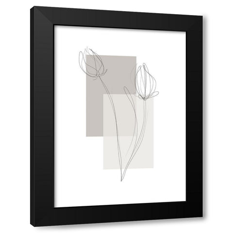 Geometric Flower No.2 Black Modern Wood Framed Art Print with Double Matting by Ratcliffe, Tiffany