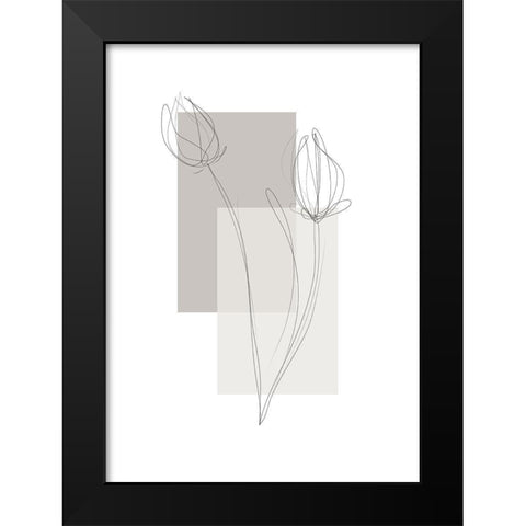 Geometric Flower No.2 Black Modern Wood Framed Art Print by Ratcliffe, Tiffany