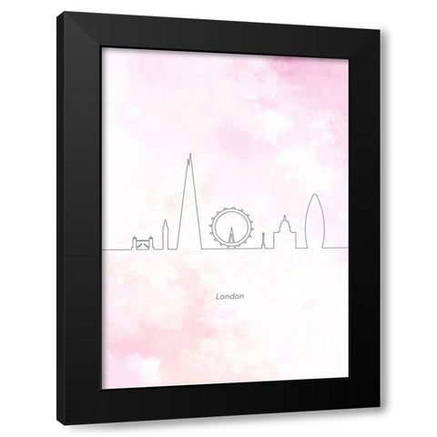 London Skyline Black Modern Wood Framed Art Print with Double Matting by Hollie, Jasmine