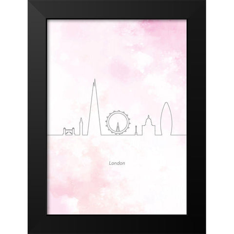 London Skyline Black Modern Wood Framed Art Print by Hollie, Jasmine
