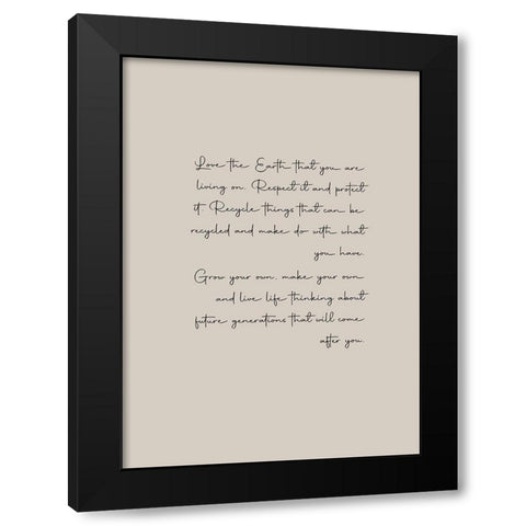 Love Your Earth Black Modern Wood Framed Art Print with Double Matting by Mi, Suki
