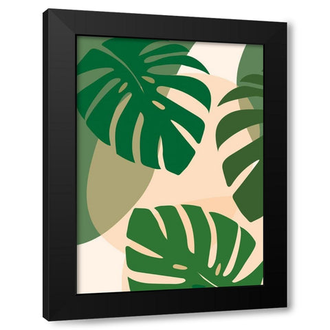Monstera Black Modern Wood Framed Art Print by Hollie, Jasmine