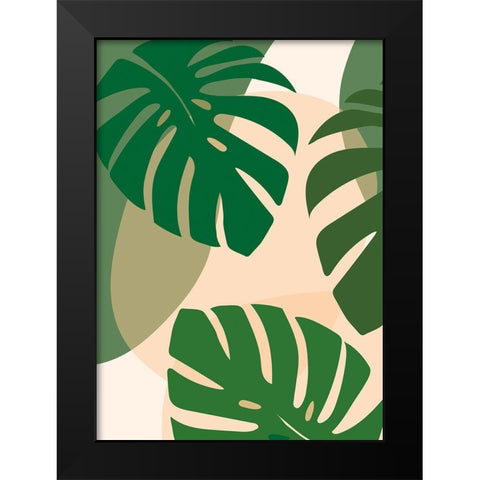 Monstera Black Modern Wood Framed Art Print by Hollie, Jasmine