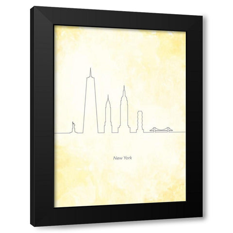 New York Skyline Black Modern Wood Framed Art Print by Hollie, Jasmine