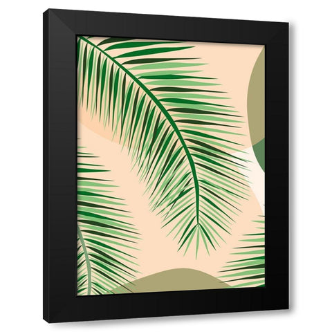 Palm Leaf Black Modern Wood Framed Art Print by Hollie, Jasmine