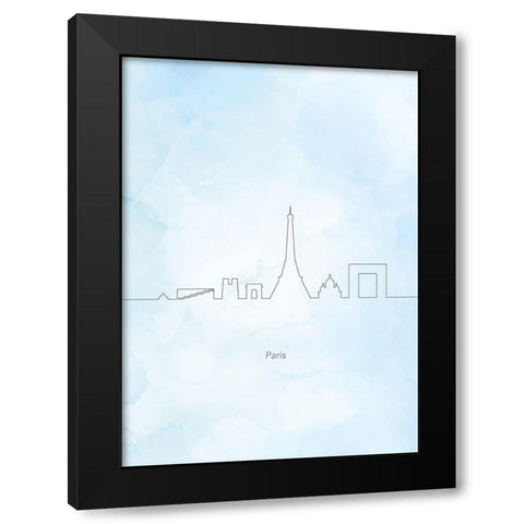Paris Skyline Black Modern Wood Framed Art Print with Double Matting by Hollie, Jasmine