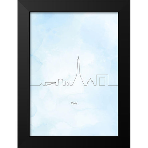 Paris Skyline Black Modern Wood Framed Art Print by Hollie, Jasmine