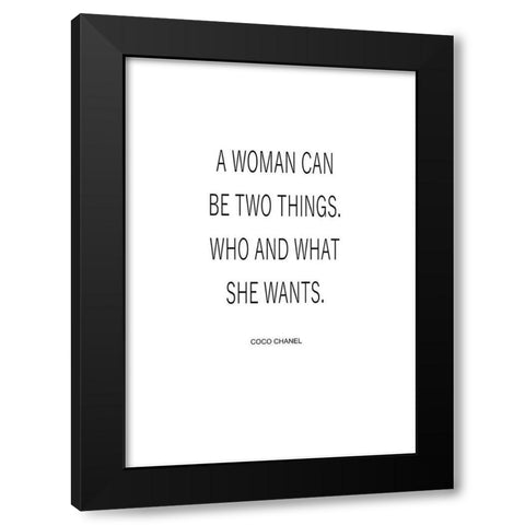 Who and What She Wants Black Modern Wood Framed Art Print by Mi, Suki