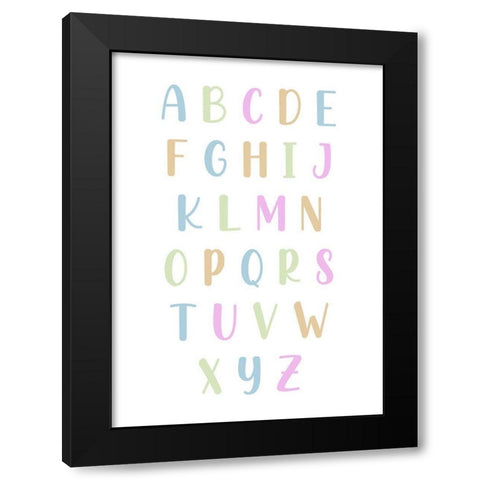 Pastel Alphabet  Black Modern Wood Framed Art Print by Mi, Suki