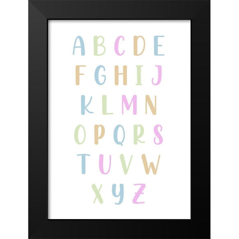 Pastel Alphabet  Black Modern Wood Framed Art Print by Mi, Suki