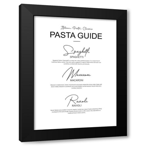 Italian Pasta Types Black Modern Wood Framed Art Print by Mi, Suki