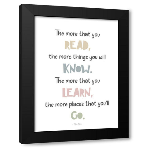 Read Learn Know Go Black Modern Wood Framed Art Print by Mi, Suki