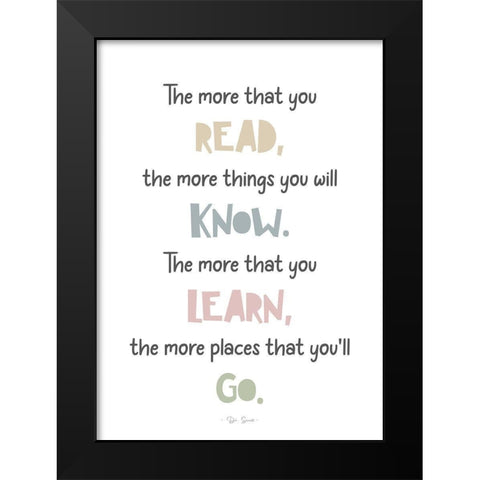 Read Learn Know Go Black Modern Wood Framed Art Print by Mi, Suki