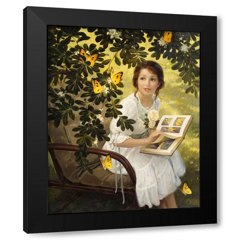 Butterflies Black Modern Wood Framed Art Print by Murray, Alan
