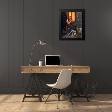 Crimson Rose Black Modern Wood Framed Art Print by Murray, Alan