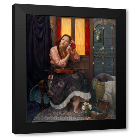 Crimson Rose Black Modern Wood Framed Art Print by Murray, Alan