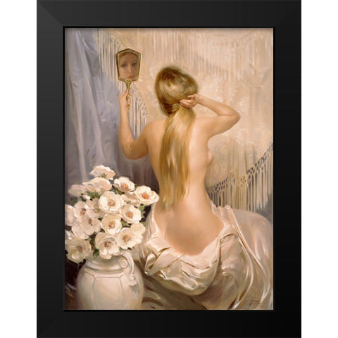 The Mirror Black Modern Wood Framed Art Print by Murray, Alan