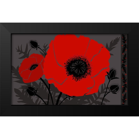 Beautes Rouges III Black Modern Wood Framed Art Print by Art Licensing Studio