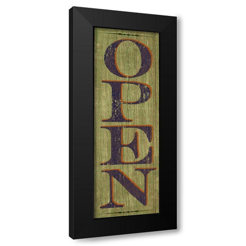 OPEN Sign 1 Black Modern Wood Framed Art Print with Double Matting by Art Licensing Studio