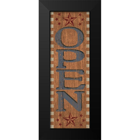 OPEN Sign 2 Black Modern Wood Framed Art Print by Art Licensing Studio