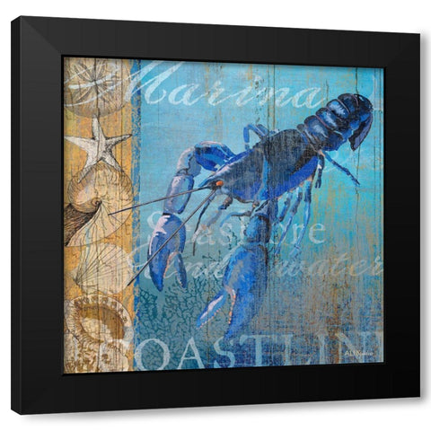 Lobster and Sea Black Modern Wood Framed Art Print by Art Licensing Studio