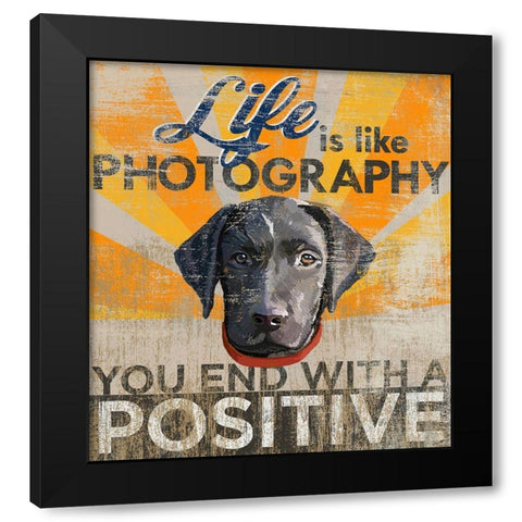 Dog days - Lab pup Black Modern Wood Framed Art Print with Double Matting by Art Licensing Studio