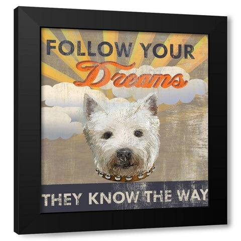 Dog Days - Pek pup Black Modern Wood Framed Art Print by Art Licensing Studio