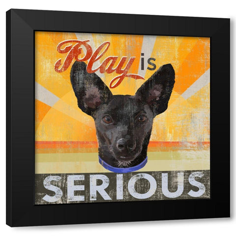 Dog days - llittle black pup Black Modern Wood Framed Art Print by Art Licensing Studio