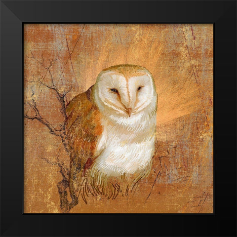 Owl in the wood Black Modern Wood Framed Art Print by Art Licensing Studio