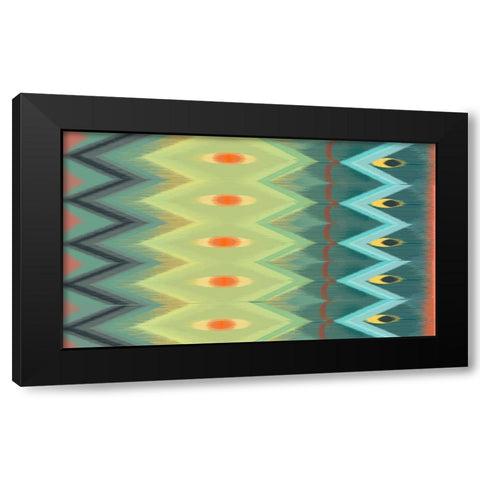 Windy Rug Pattern in Greens Black Modern Wood Framed Art Print with Double Matting by Art Licensing Studio