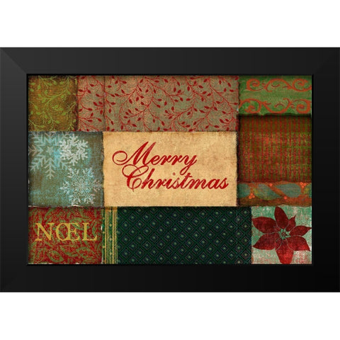 Christmas Patches Black Modern Wood Framed Art Print by Art Licensing Studio