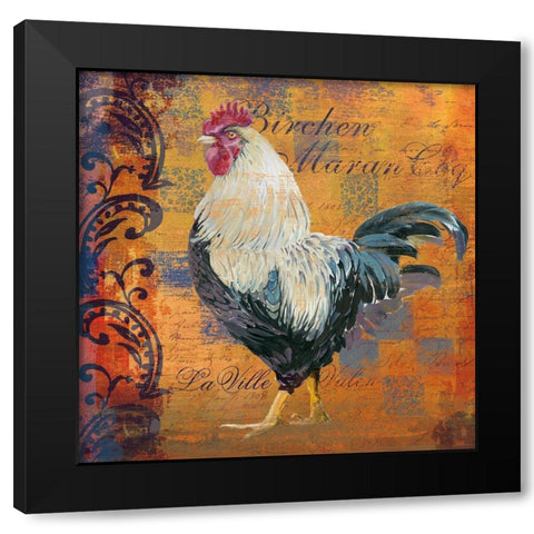 Coq Motifs III Black Modern Wood Framed Art Print with Double Matting by Art Licensing Studio