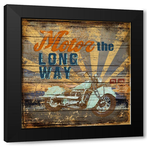 Motor the Way Black Modern Wood Framed Art Print with Double Matting by Art Licensing Studio