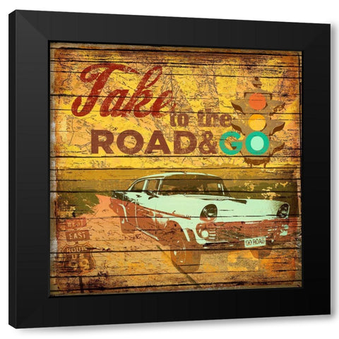 Take to the Road Black Modern Wood Framed Art Print by Art Licensing Studio