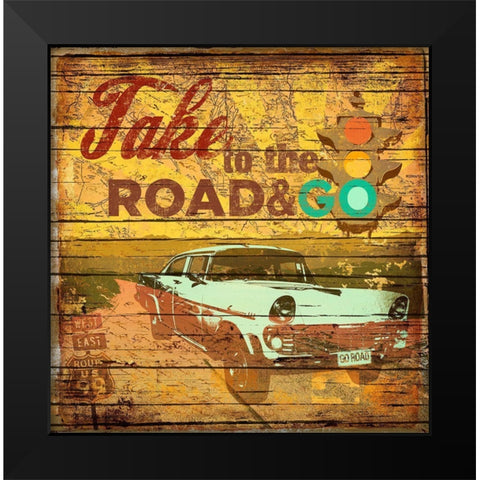 Take to the Road Black Modern Wood Framed Art Print by Art Licensing Studio