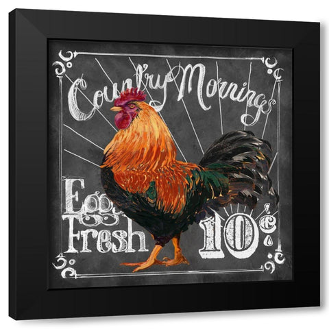 Rooster on Chalkboard I Black Modern Wood Framed Art Print by Art Licensing Studio