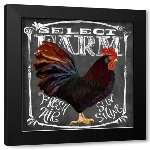 Rooster on Chalkboard III Black Modern Wood Framed Art Print with Double Matting by Art Licensing Studio