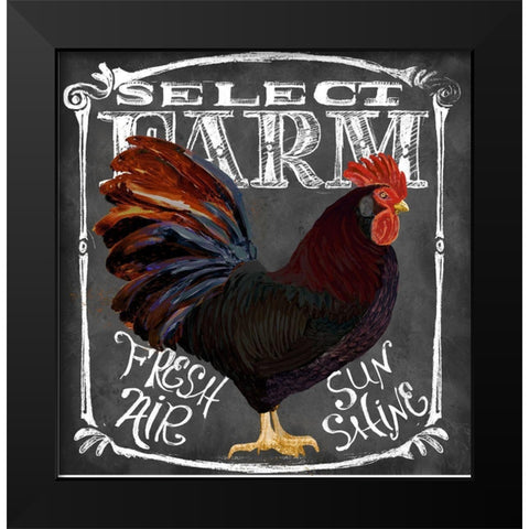 Rooster on Chalkboard III Black Modern Wood Framed Art Print by Art Licensing Studio