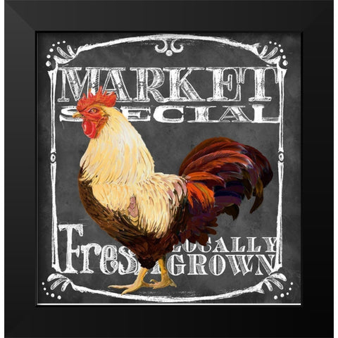 Rooster on Chalkboard IV Black Modern Wood Framed Art Print by Art Licensing Studio