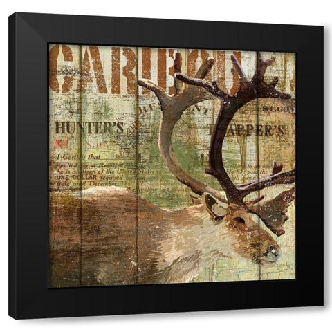 Open Season Caribou Black Modern Wood Framed Art Print by Art Licensing Studio