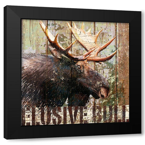 Open Season Moose Black Modern Wood Framed Art Print by Art Licensing Studio