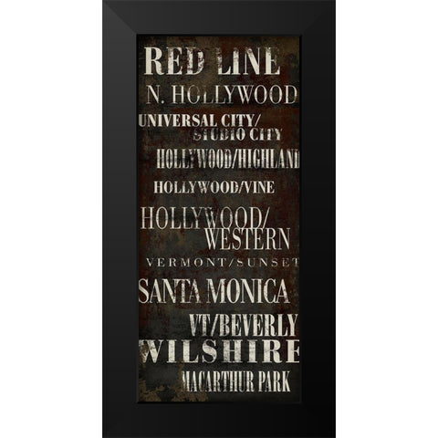 LA Red Line Black Modern Wood Framed Art Print by Art Licensing Studio
