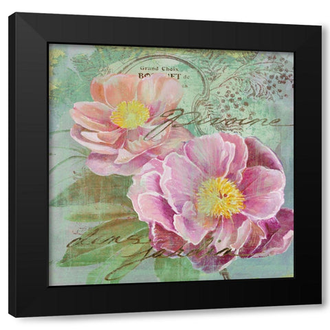 Peony Garden I Black Modern Wood Framed Art Print by Art Licensing Studio